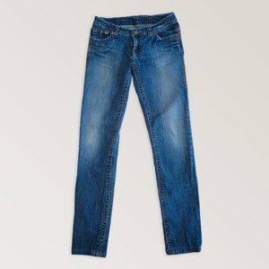 Classic Denim Skinny Jeans, Low Rise Y2K Jeans, Size 25